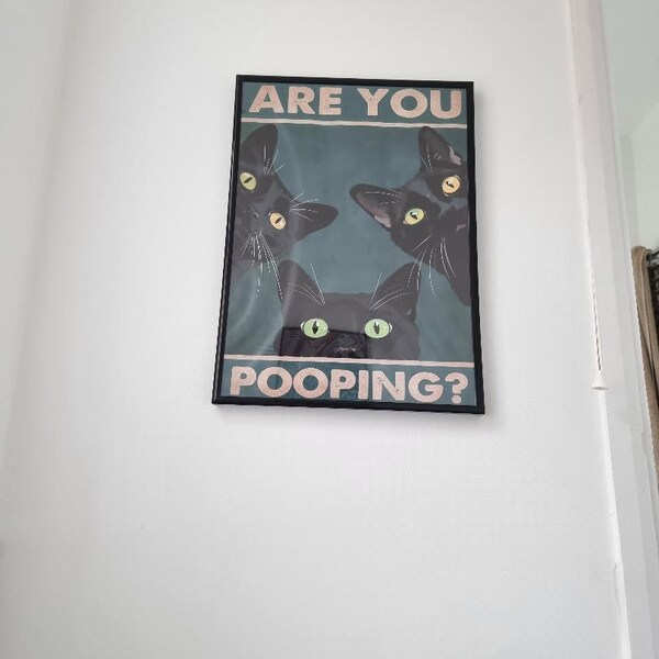 Are You Pooping Print Set, Cat Printable Bathroom Decor, Bathroom Wall ...