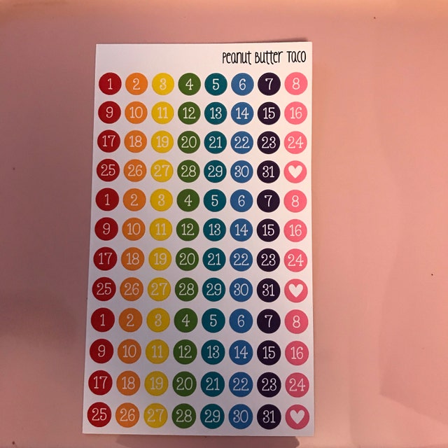 1860 Pcs Date Round Dots Stickers Foiled Dates Stickers for Planners Small  Colorful Number Stickers Decorative Calendar Stickers Monthly Stickers