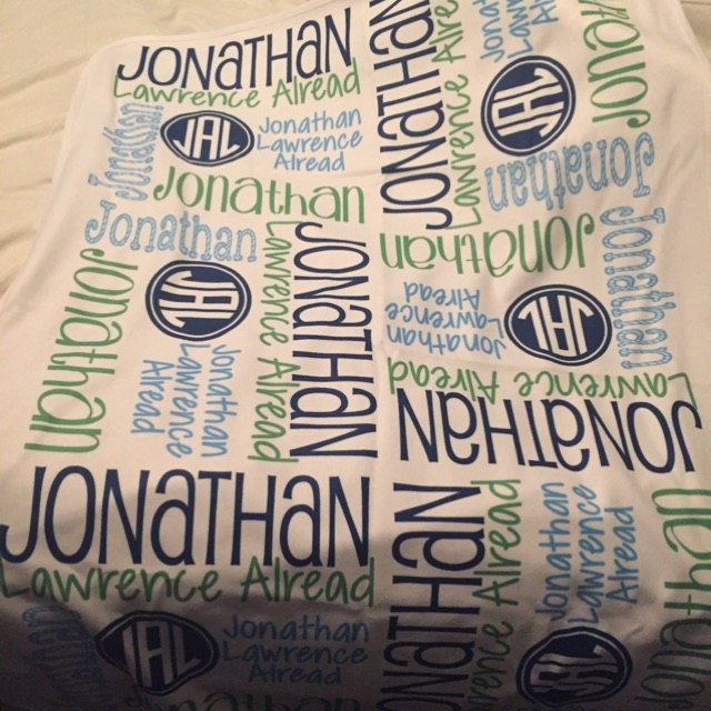 Monogram Baby Blanket- Boy Blanket- Personalized Baby Blanket- Swaddle Receiving Blanket- Baby Shower Gift