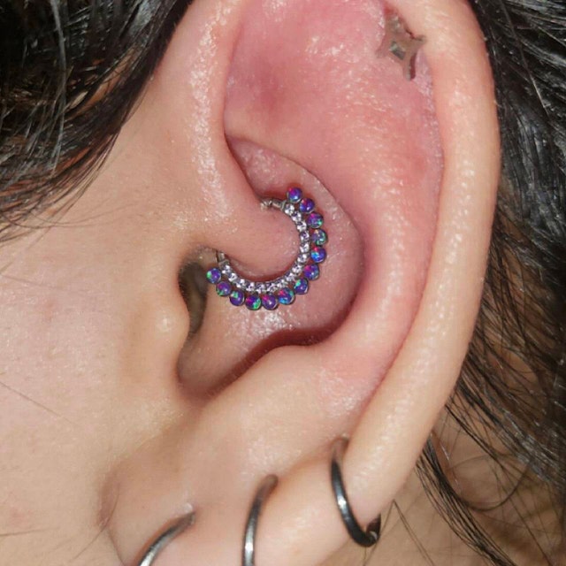Sleepy Lavender Fire Opal and Amethyst CZ 8mm, 10mm Titanium