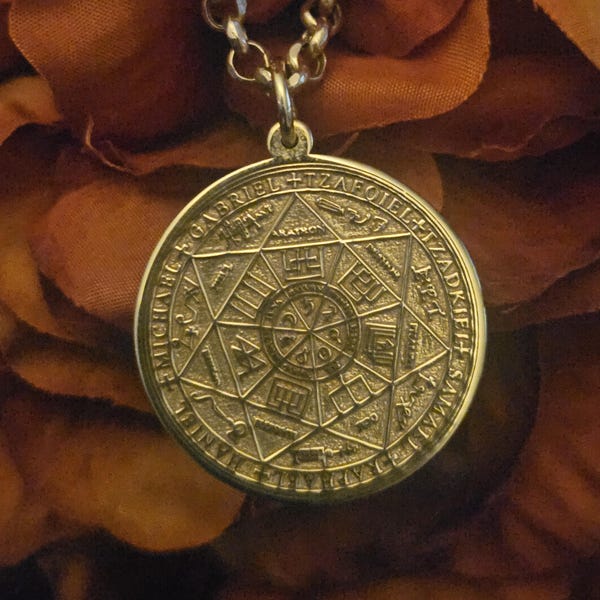 Seven Seals Of The Archangels Coin Pendant Necklace – Unisex 24" Chain