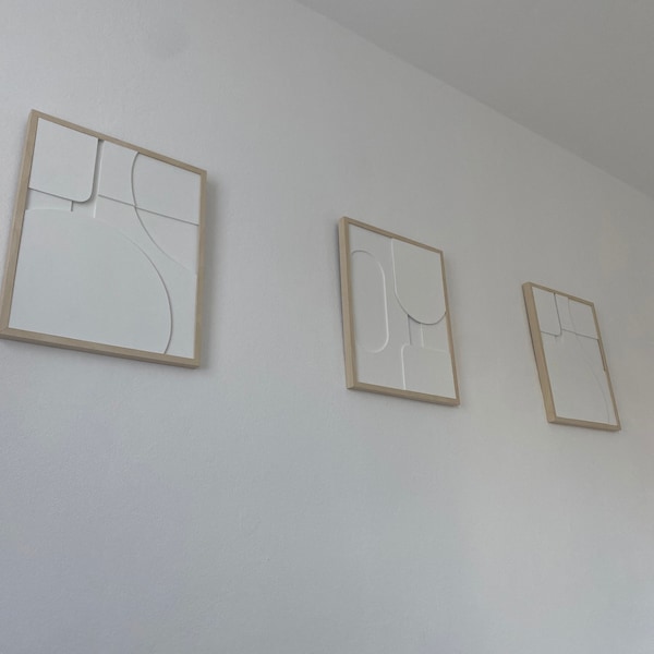 Curated visual reference: Gallery Detail: Modern Minimalist 3D Wall Art Textured Geometric Design Large