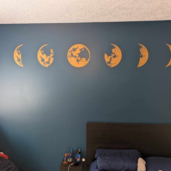 Moon Phases Wall Decal - Moon Phase Decor, Celestial Wall Art, Moon ...