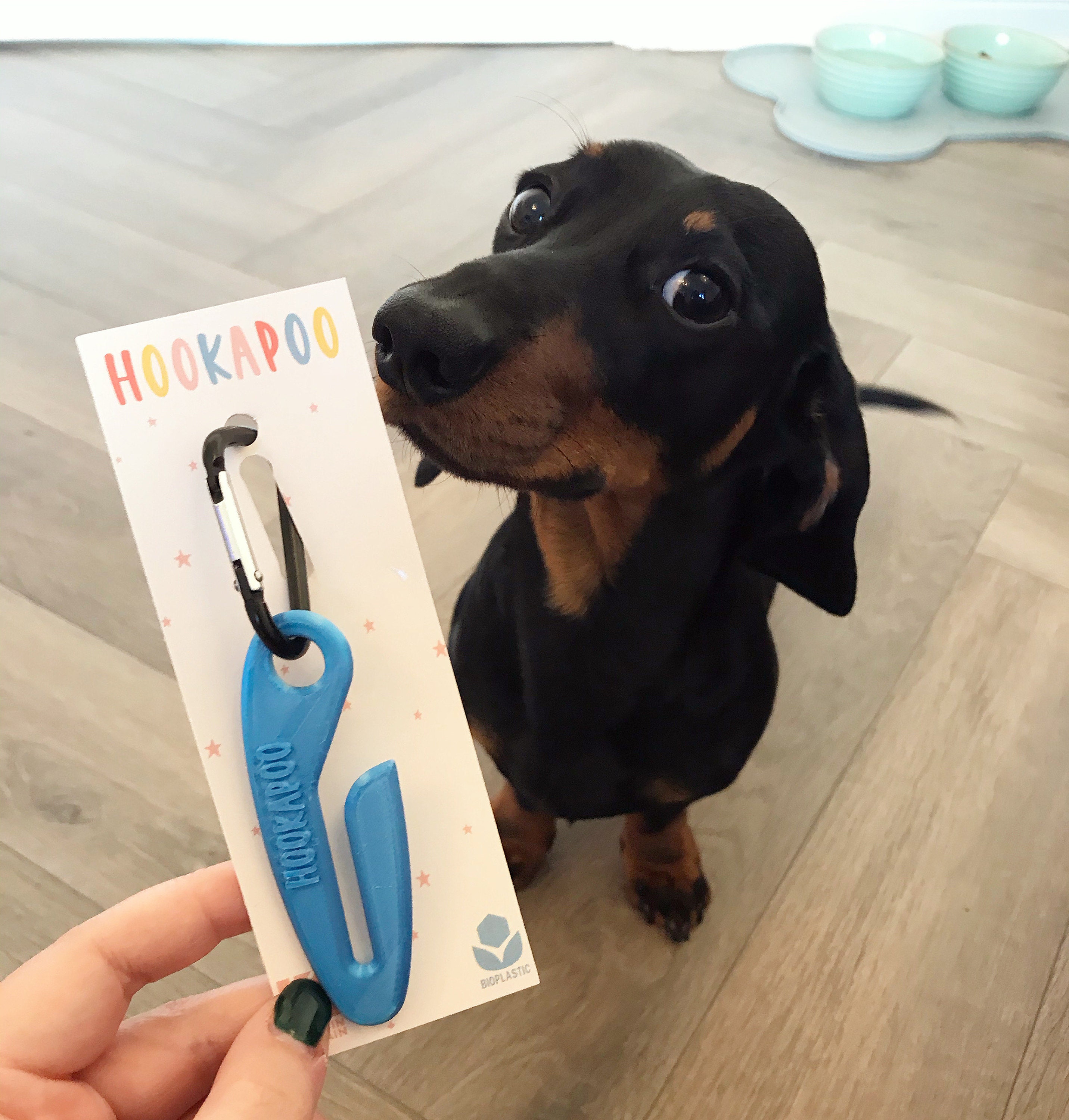 Hookapoo Dog Poop Bag Carrier Dog Poo Holder Clip on Hands free Sustainable Pink and Blue, Poo Hook