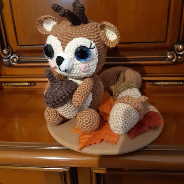 Handmade Crochet Squirrel and Nuts Nursery Mobile 🐿️🌰