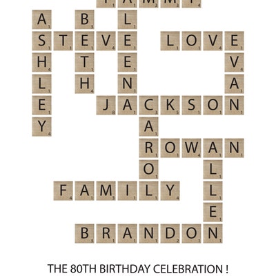 Personalized Family Name Sign, Crossword Scrabble Print, Custom Family ...
