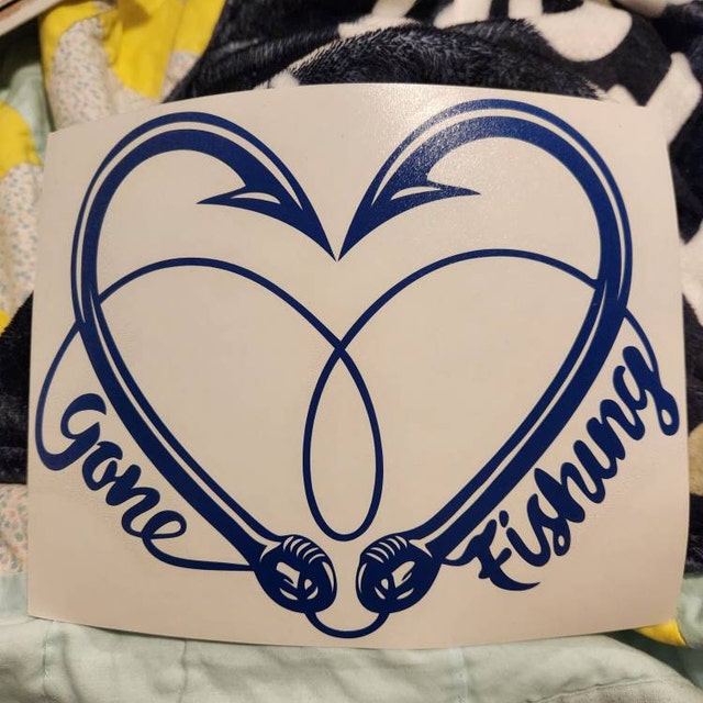 Gone Fishing, Fish Hook Heart - Indoor Outdoor Vinyl Decal - Multiple Colors Available - Etsy Gone Fishing, Fish Hook Heart - Indoor Outdoor Vinyl Decal - Multiple Colors Available - Etsy