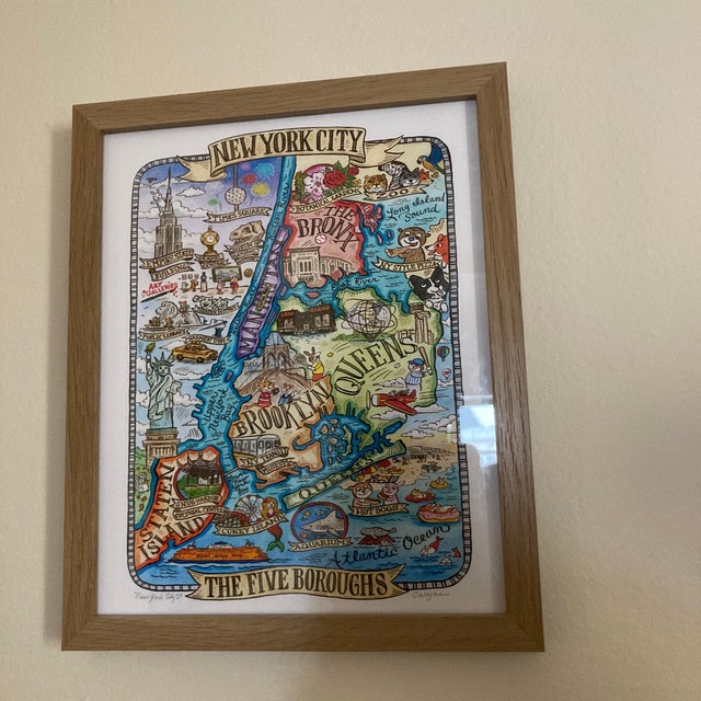 ニューヨーク 地図 アートポスター 額装済み ニューヨーク市地図アート 8インチ x 10インチ - Etsy 日本
