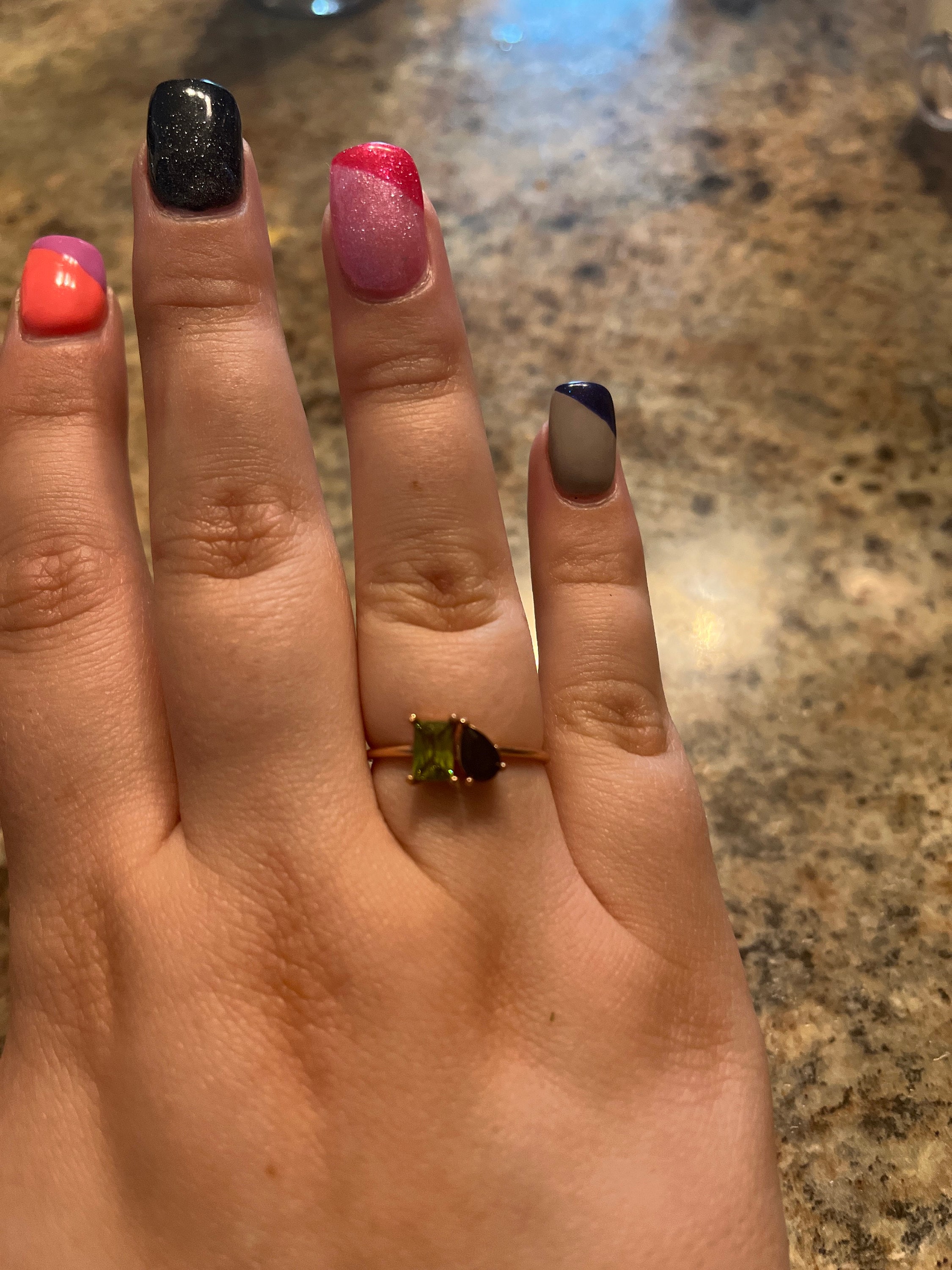 Emerald & Pear Cut Birthstone Ring by Caitlyn Minimalist • Custom Toi et Moi Gemstone Ring • Vintage Jewelry • Perfect Couples Gift • RM124