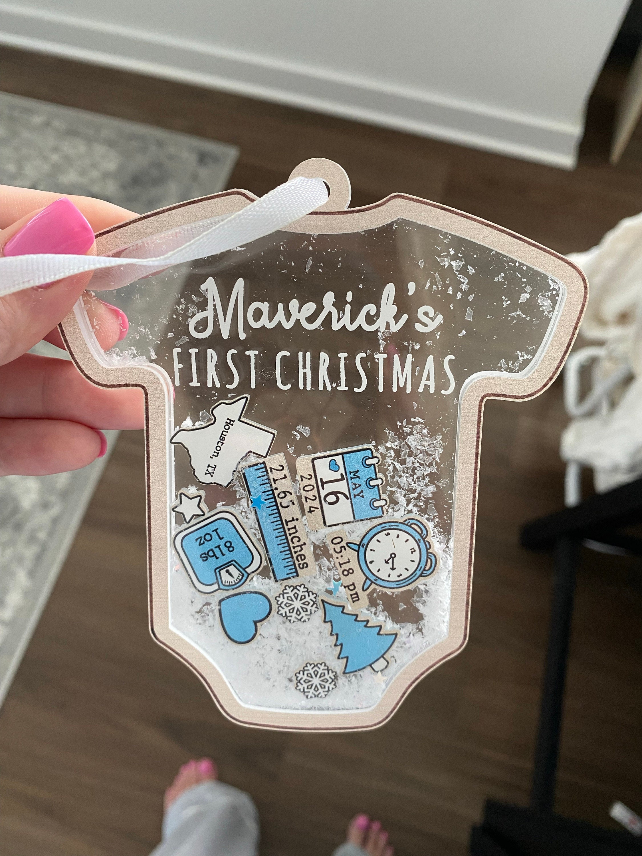 Baby&#39;s First Christmas Ornament 2024, Baby 1st Christmas Ornament, Christmas New Baby Keepsake, 4D Shake Babies Ornament, New Baby Gift