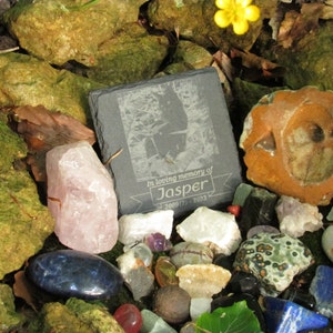 Cat Memorial Plaque, Customised For Pet, Cat, Dog Slate Stone Cat Grave Marker Photo Name Date Personalised