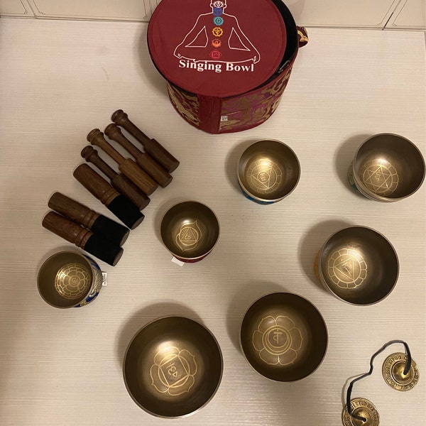 Natural Singing Bowl Set of 7 - Tibetan Singing Bowls - Healing Set ...