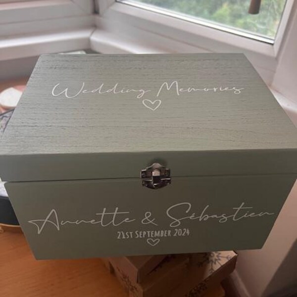 Personalised SAGE Wedding Card Box: Wooden Keepsake Memory Box - Etsy UK