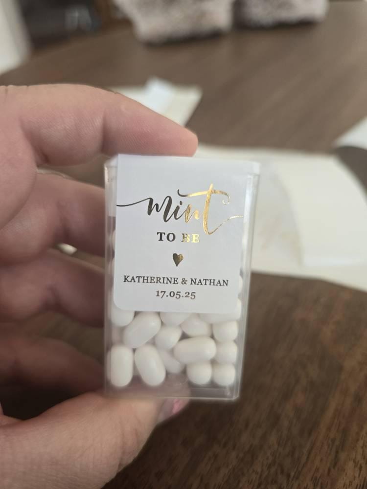 Gold Foil Personalized Mint to Be Wedding Favor Sticker, Custom Candy Label. Bridal Shower Gift with Silver / Rose Gold. MINTS NOT INCLUDED!