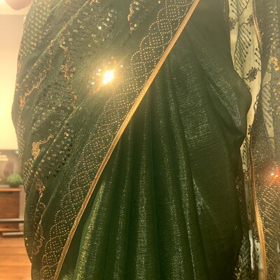 Peach French Net Saree Set main image 0