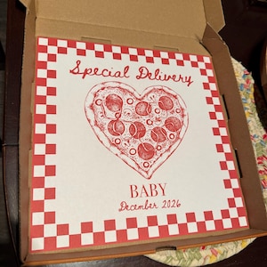 Pregnancy Announcement Pizza Box Labels Baby Shower Pizza Box