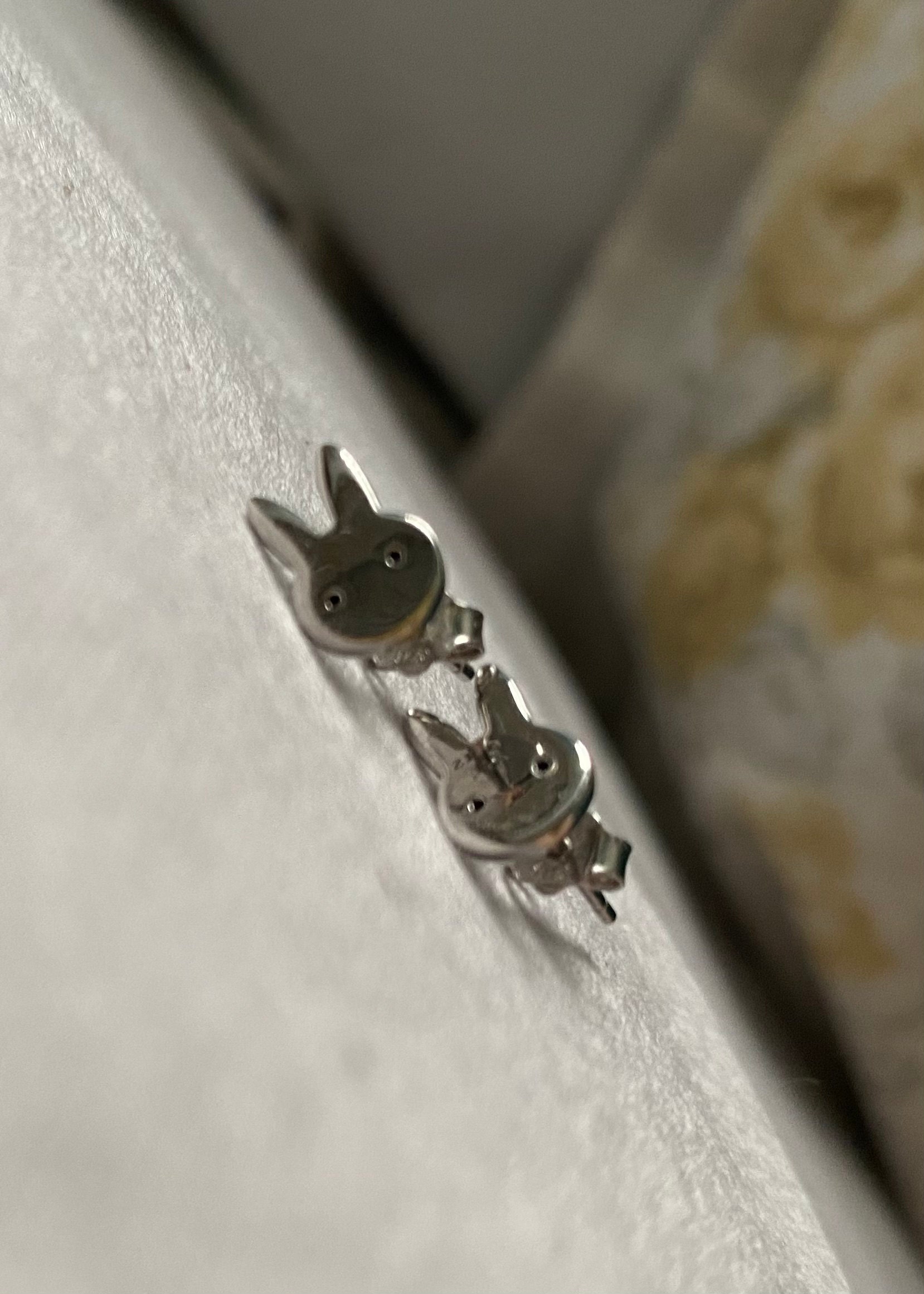 Cute Bunny Earrings in Sterling Silver, Rabbit Stud Earrings, Rabbit Head Earrings, Animal Earrings