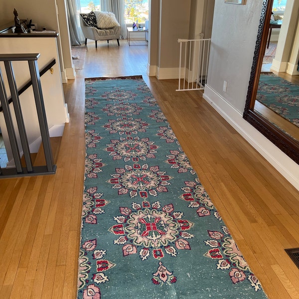 Green Ivory Traditional Living Room Rug Distressed Boho Persian Style ...