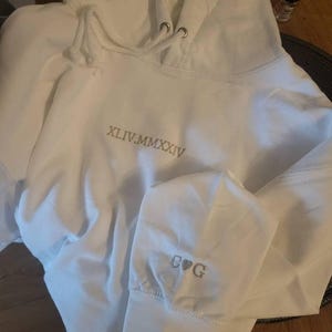 Customised embroidered Couple hoodie, Roman Numerals hoodie, Anniversary Date, Wedding Date, valentines Day Matching Couples Sweatshirt