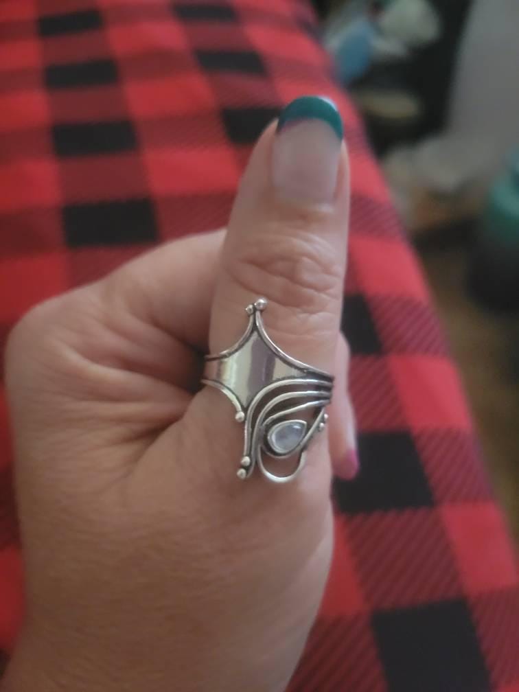 Beautiful Handmade Moonstone Ring, 92.5 Sterling Silver Ring, Moonstone Jewelry, Gemstone Ring, Handmade Ring , Gift Ring, Boho Ring