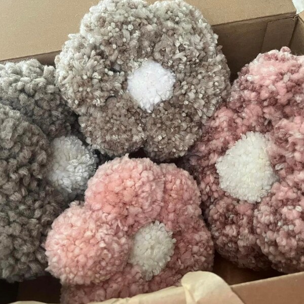 Image showcasing Pom Pom Flower | Boho Nursery Wall Decor | Pom Pom Daisy Wall Hanging ...