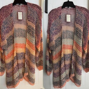 Multi Color Cotton Cardigan, Knit Cardigan for Spring, Light