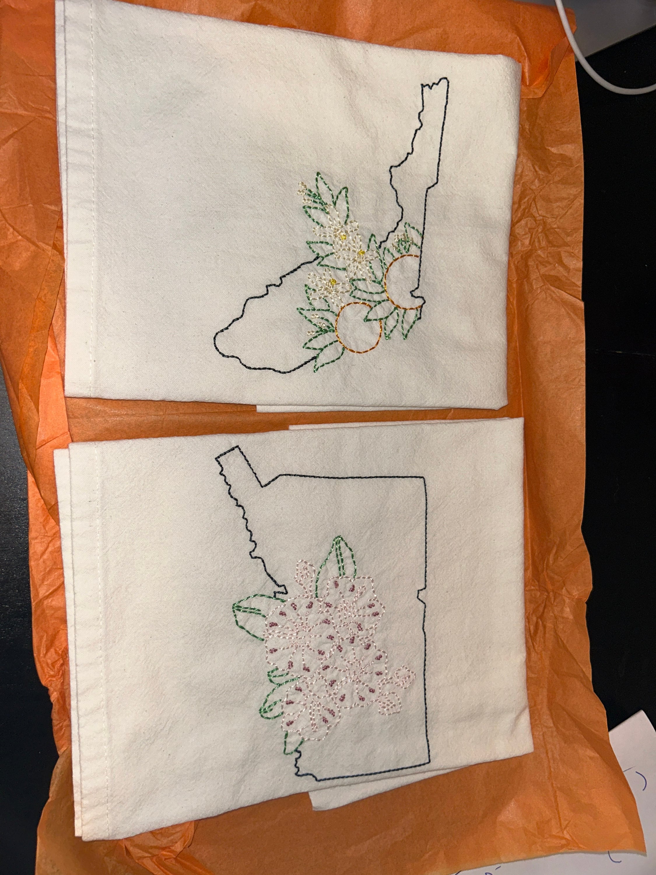 Embroidered State flower Kitchen towel- chose your state
