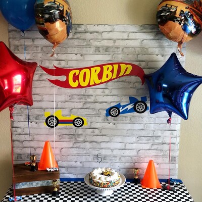 Personalized Race Car Ribbon Fabric Wall Decal Custom Name Wall Art ...