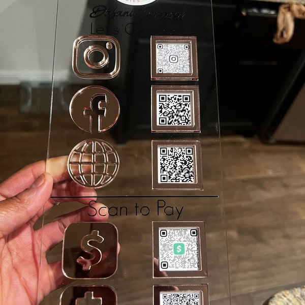 Custom 5 QR Code Business Sign: Social Media & Payment - Etsy