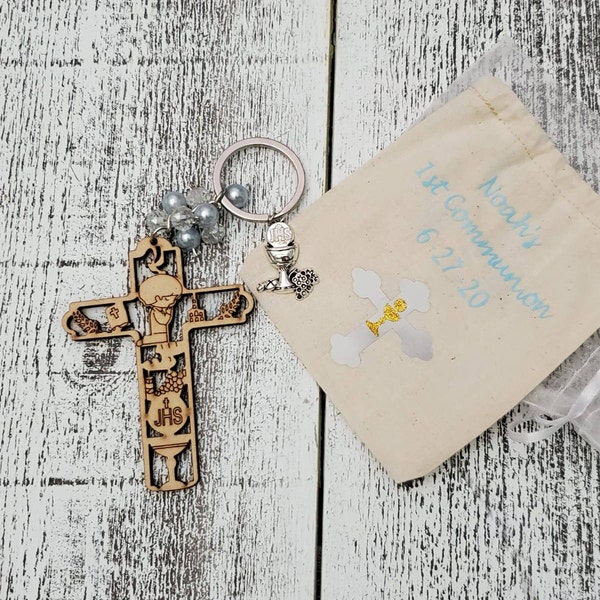 12 Pcs First Communion Wood Keychain Favor for Boys Girls Gift for ...