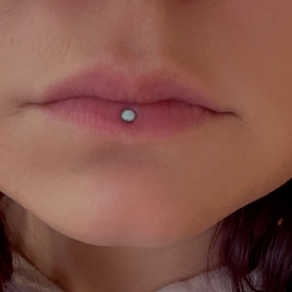 Tiny Vertical Labret Piercing Barbell - Rook or Snug Cartilage Earring ...