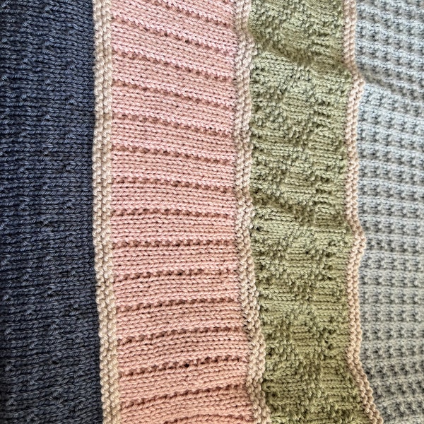 Knitting Pattern ~ Easy Sampler Baby Blanket in DK Yarn ~ ENGLISH ~ PDF ...