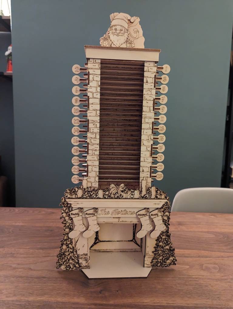Santa in the Chimney, Christmas Advent Countdown Calendar, Laser Cutting