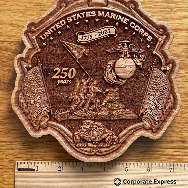 USMC Marine Corps 250th Birthday / Anniversary 3D Maple or Cherry