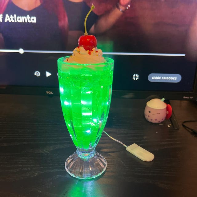 Fake Soda Ice Cream Float Night Light With Ice Cubes Glass