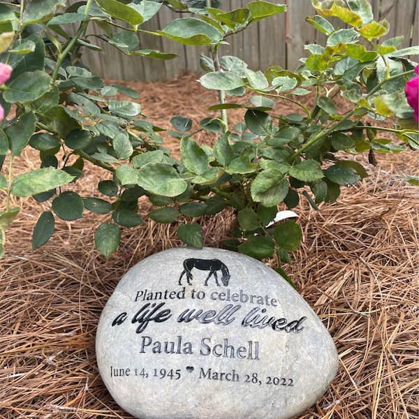 Planted to Celebrate a Life Well Lived Real Stone River Rocks Memorial ...