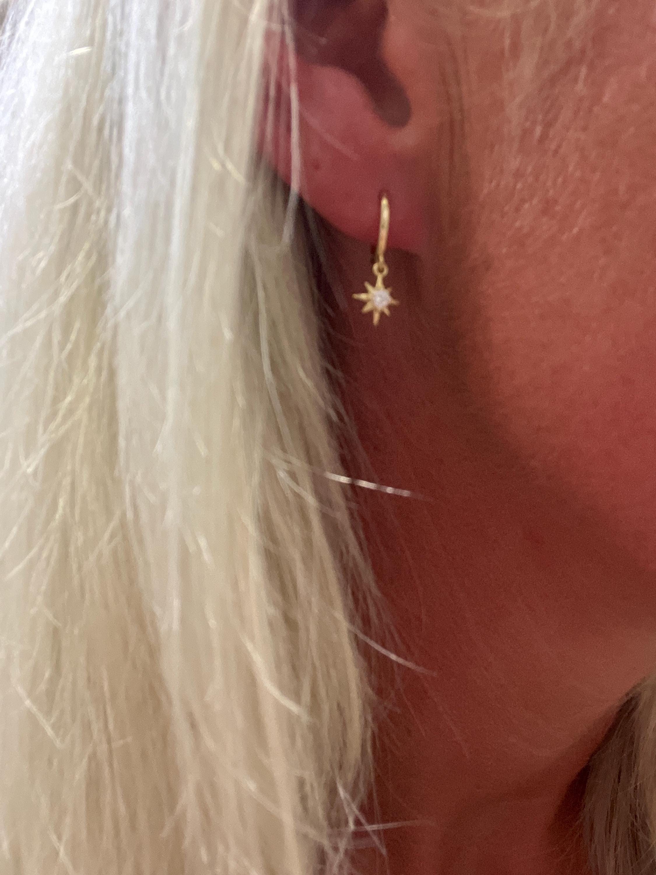 Starburst Dangle Everyday Hoop Earring Stack Set • Gift For Her • Bridesmaid Gift • 18K Gold Star Earrings Set • Gift Ready