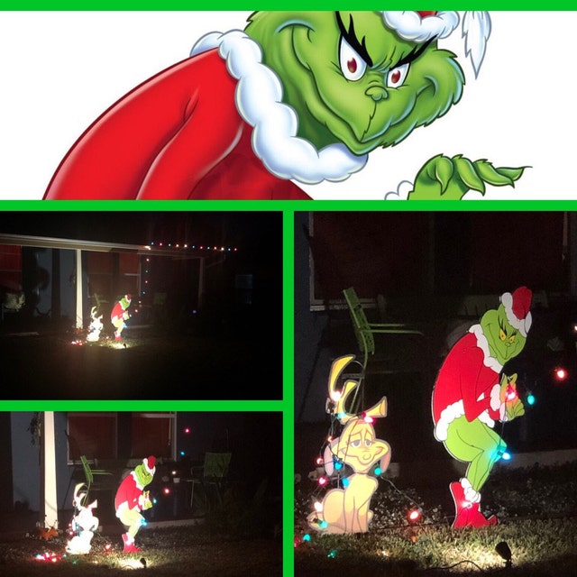 Right Facing GRINCH Stealing CHRISTMAS Lights Yard Art Etsy