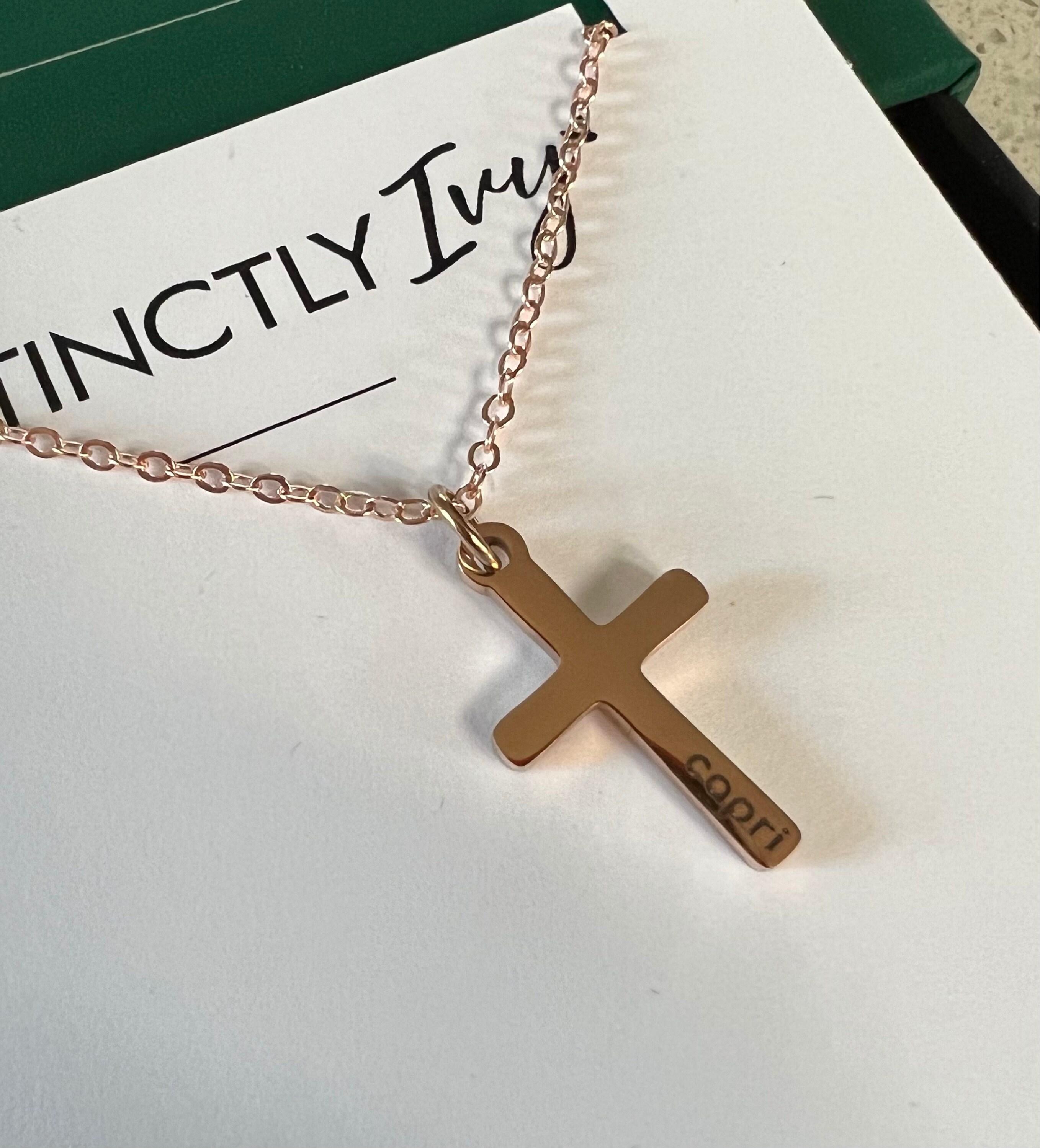 Baptism Gift • Custom Cross Necklace • Christian Jewelry • First Communion Necklace • Girls Baptism Necklace • Personalized Date Gold