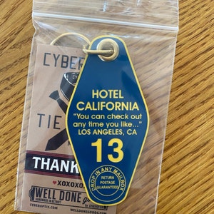 Hotel California Motel Keychain. Vintage Hotel Style Keychain, Room 13 ...