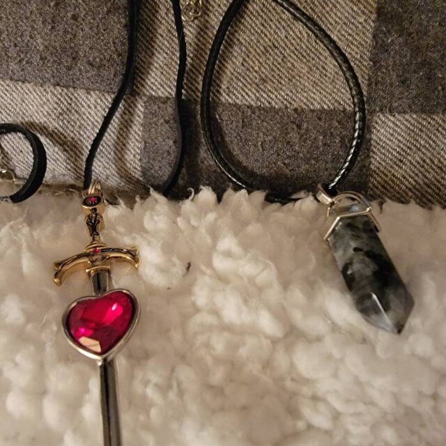 Blood Red Rhinestone Heart Sword Necklace, Heartbreak Dagger