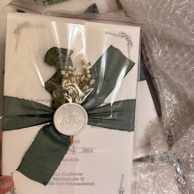 Wedding Invitation Card With Ribbon, Embossed Printed Invitation - Etsy