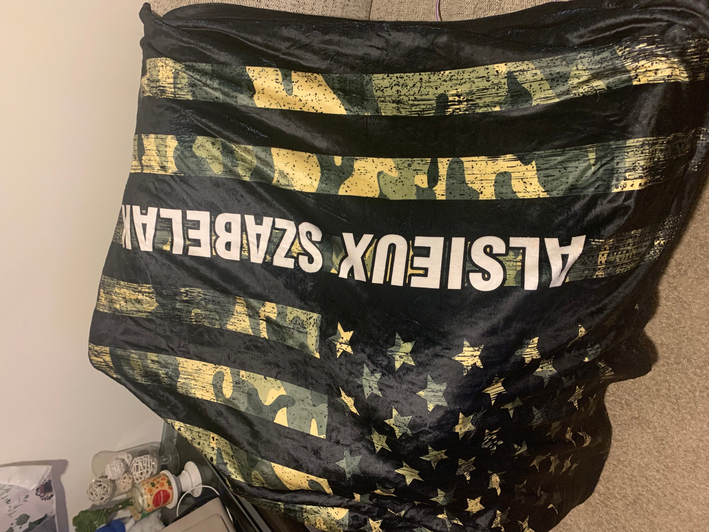 Army Fleece Blanket - Soldier blanket - Camo American flag Fleece Blanket