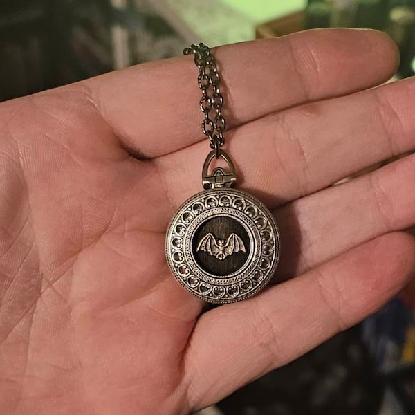 Bat Photo Locket Necklace, Gothic Family Keepsake, Locket Which Holds ...