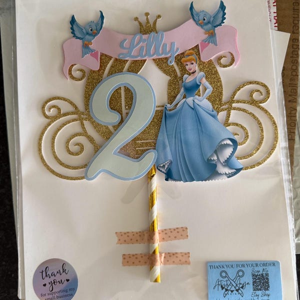 Cinderella Gold Glitter Carriage Cake Topper - Princess Party ...