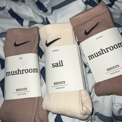 Nike Nude/neutral Hand-dyed Dri-fit Socks by RHOOTS - Etsy UK