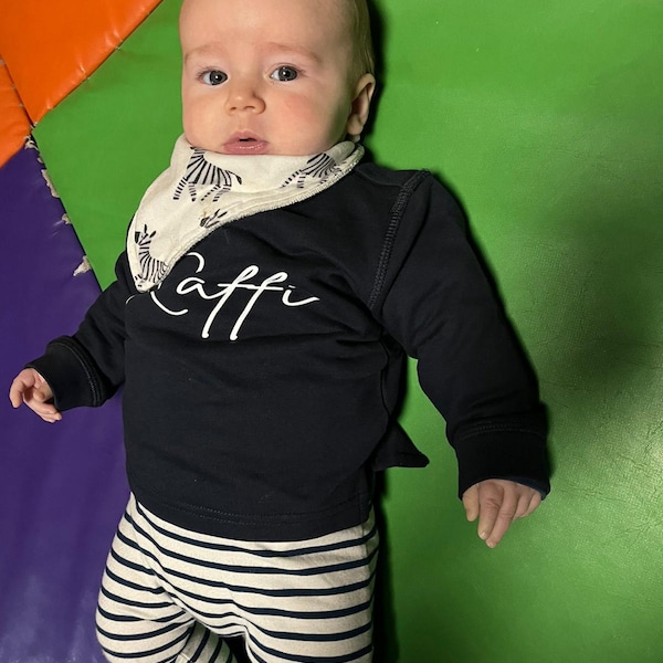 Personalised Baby Sweatshirt With Signature Name ~ Navy, Grey or Black ...