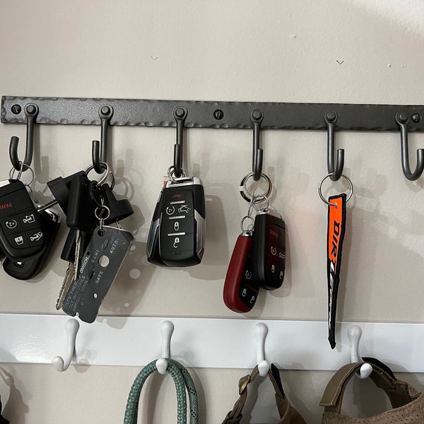 Forged Key Rack, Round Hooks, Wall Mounted Jewelry Organizer, Jewelry ...