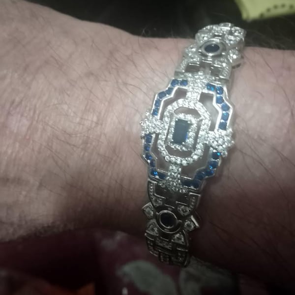 Bracelet Art Déco Doré à Dentelle Et Strass - Style Années 1920 Great Gatsby, Modèle QD30, Neuf