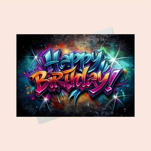 Graffiti Happy Birthday Card – Urban Street Art Digital
